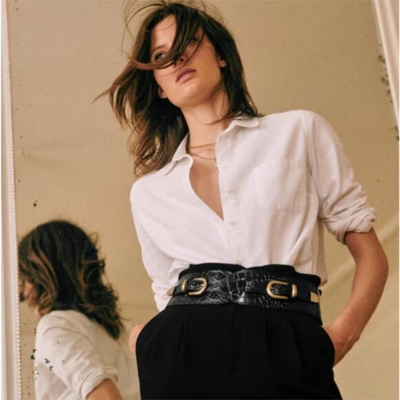 Sezane Tomboy White Shirts, Size 38 / US 6 - Picture 2 of 9